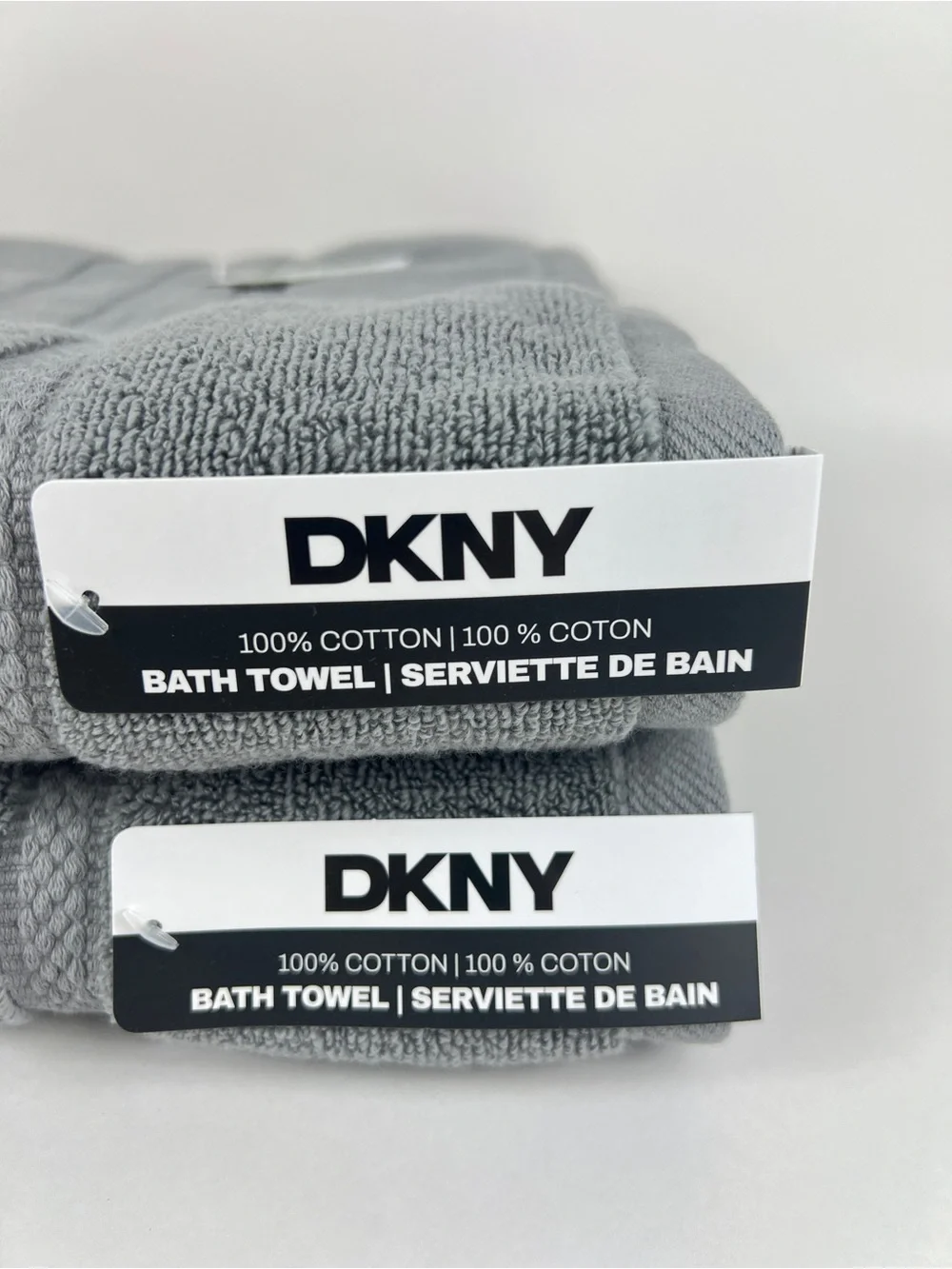 DKNY Bath Towels Gray Plush Soft Absorbent 100% Cotton Solucell 2 Pc NEW